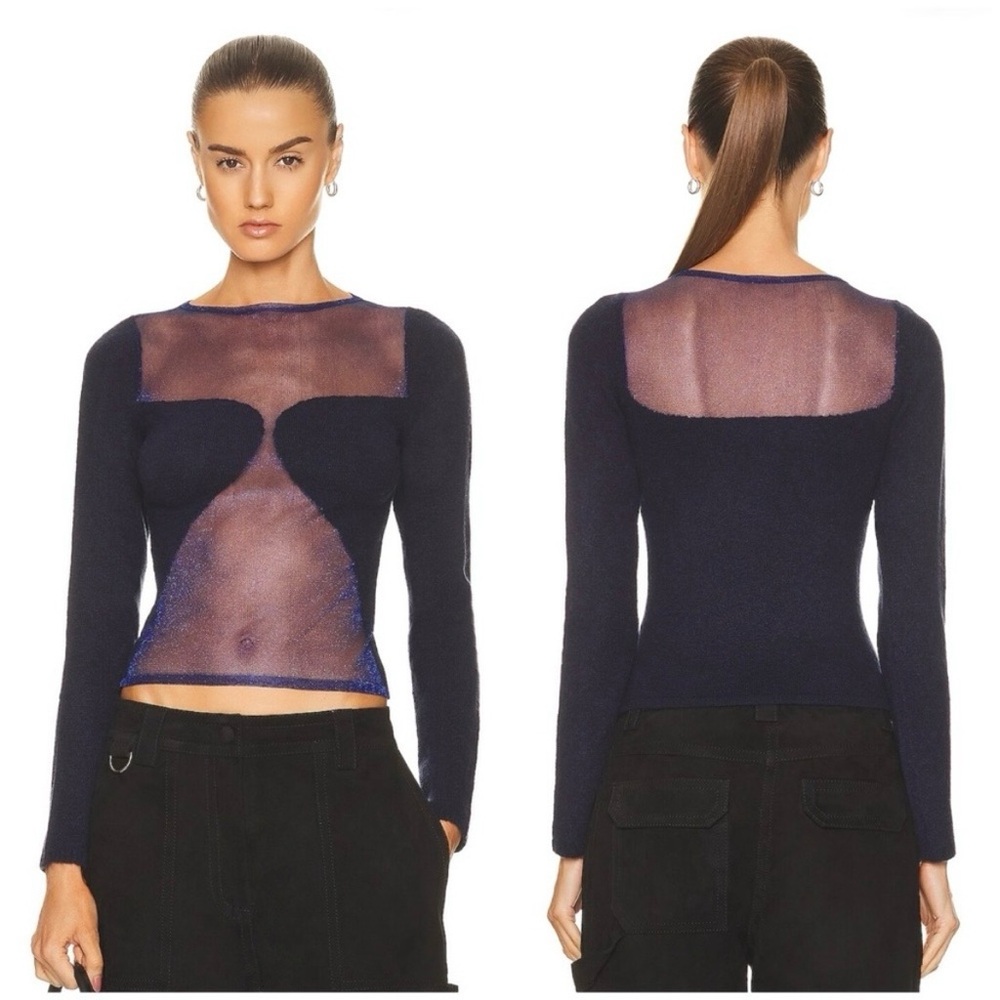 Cult Gaia Fable Knit Top Blue REVOLVE S